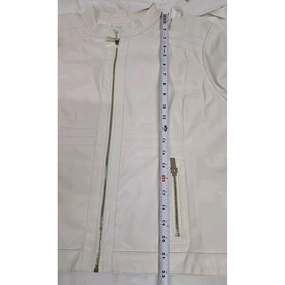 New York & Company Faux Leather Moto Full-Zip Jacket Light Beige Women’s Size XL - Picture 9 of 10